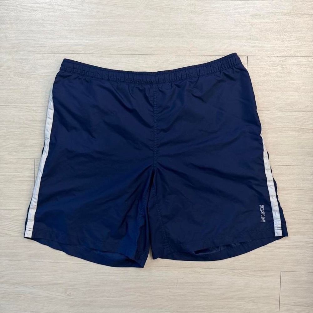 Y2K Nike Lined Navy Blue Swim Trunks Mens Size XXL Swim Surf Mesh Lined